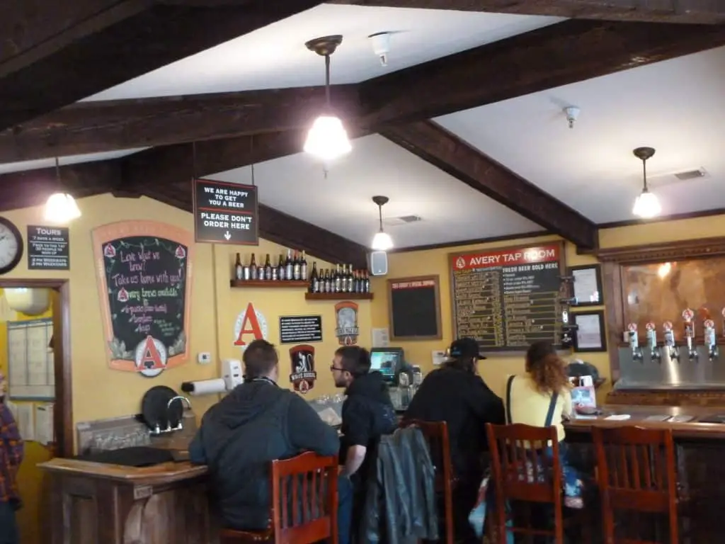 Interior shot of Avery Brewing Company's Bar and Dining Area in a new brewery opened in February 2015 in Boulder, Colorado